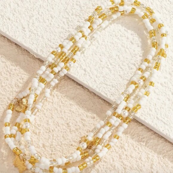 Beaded 2pc Layered Butterfly Charms Waist Body Jewelry - Picture 2 of 3